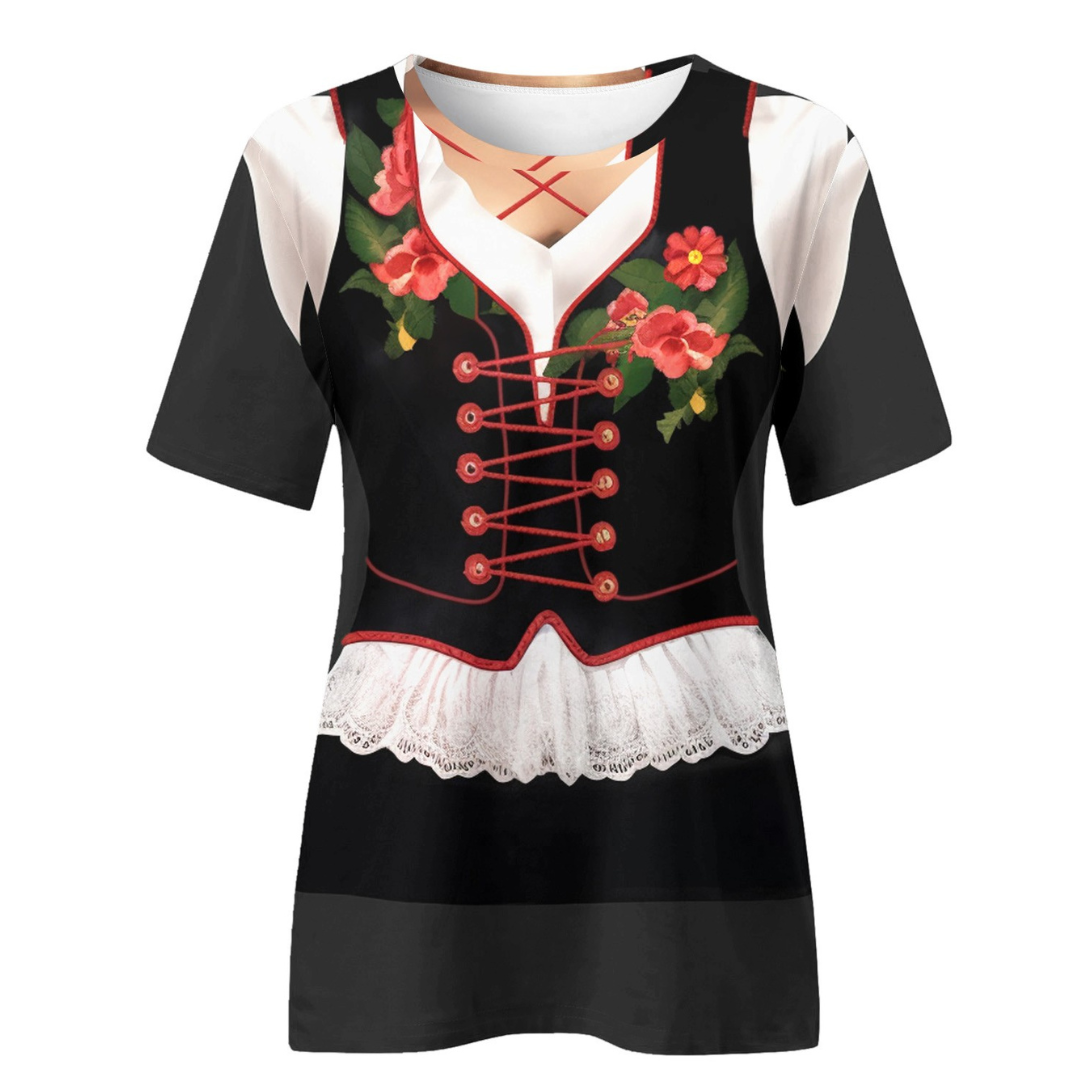 Perdita | Damen Digitaler Druck Oktoberfest Dirndl Bluse | 2024