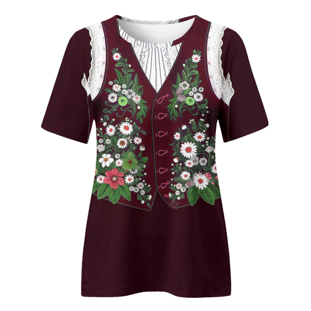 Perdita | Damen Digitaler Druck Oktoberfest Dirndl Bluse | 2024