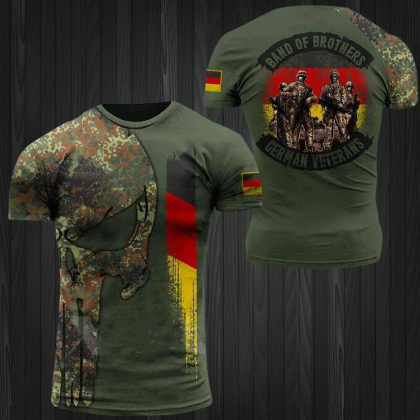 Shin | Fußballtrikot für Herren mit Deutschlandflagge und 3D-Druck im Militärstil, Deutschland EM 2024