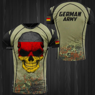 Shin | Fußballtrikot für Herren mit Deutschlandflagge und 3D-Druck im Militärstil, Deutschland EM 2024