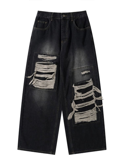 2000s Zerrissene Baggy Jeans mit Fake Loch Unisex