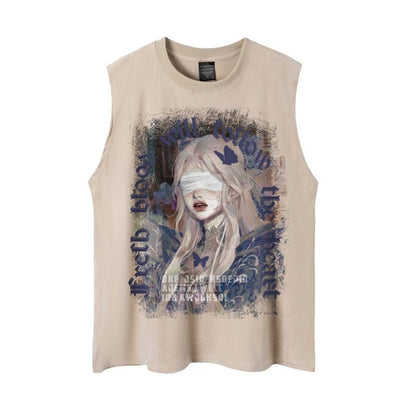 Hip Hop Oversize Tank Top mit Girl Print