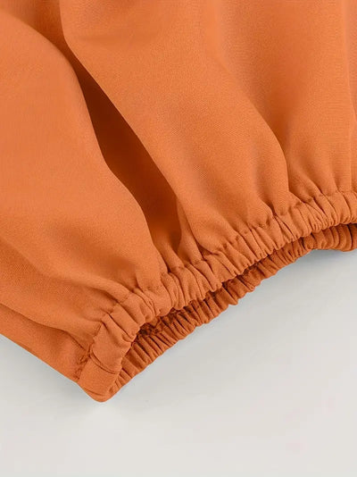 Orange Überkreuzter Rückenschnürung Schulterfreie Crop Bluse