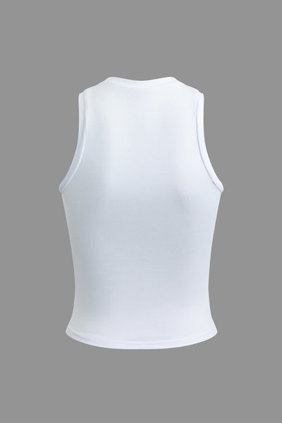 Buchstaben Druck Rundhalsausschnitt Tank Top