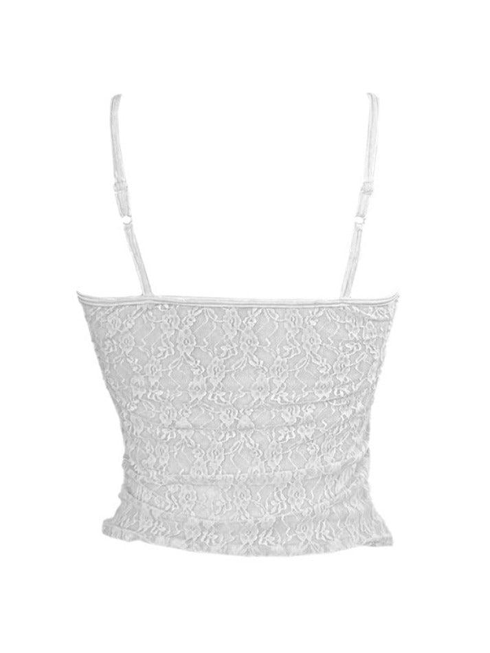 Schwarzes Spitzen Cami Top mit Schmaler Passform