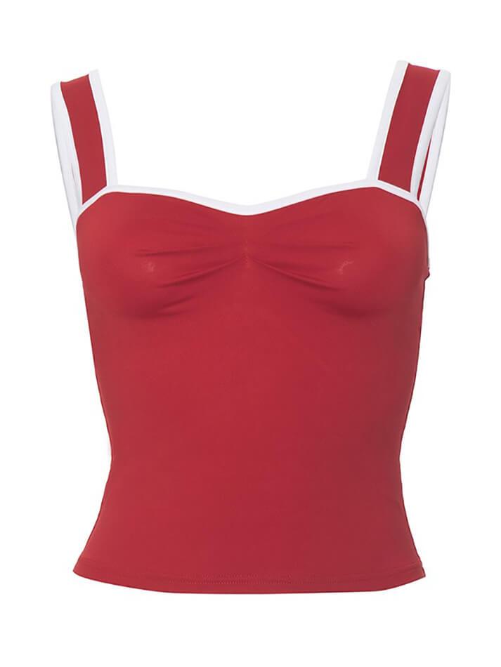 Rotes Y2K Gerafftes Cami Top