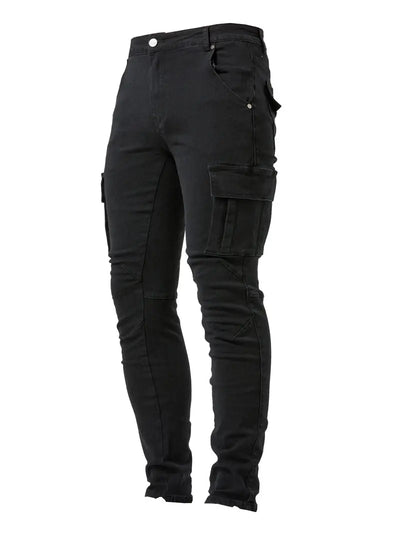 James - slim fit denim cargo pants for men