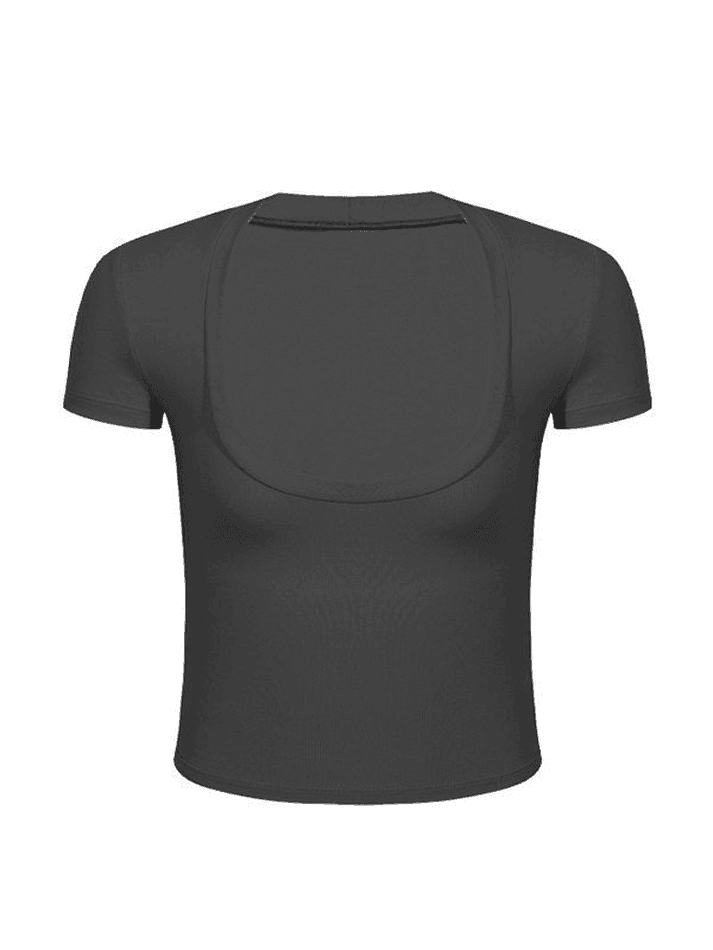 Dunkelgraues Basic Crop Top mit U-Ausschnitt