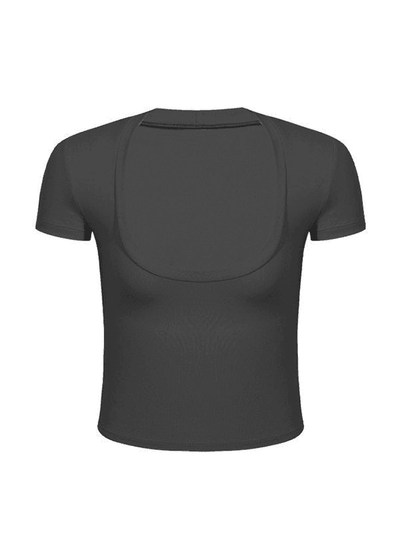 Dunkelgraues Basic Crop Top mit U-Ausschnitt