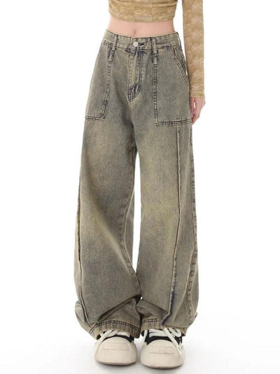 Punk Distressed Verblasste Effekt Spleiß Boyfriend Jeans