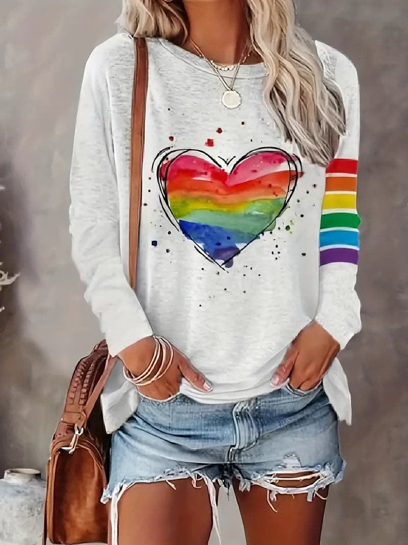 Dorisan | Damen Regenbogen T-Shirt | Mehrfarbig