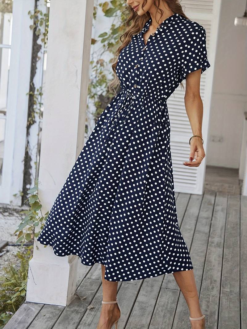 Chloe – a-linien-kleid mit polka-dot-print und v-ausschnitt