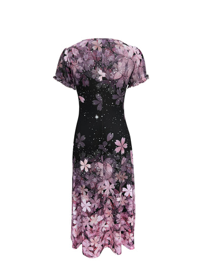 Broderick | Blumen Maxi Damen Kleid | Rosa