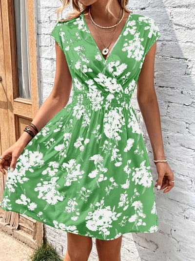 Colton | V-Ausschnitt Blumen Print Damen Kleid