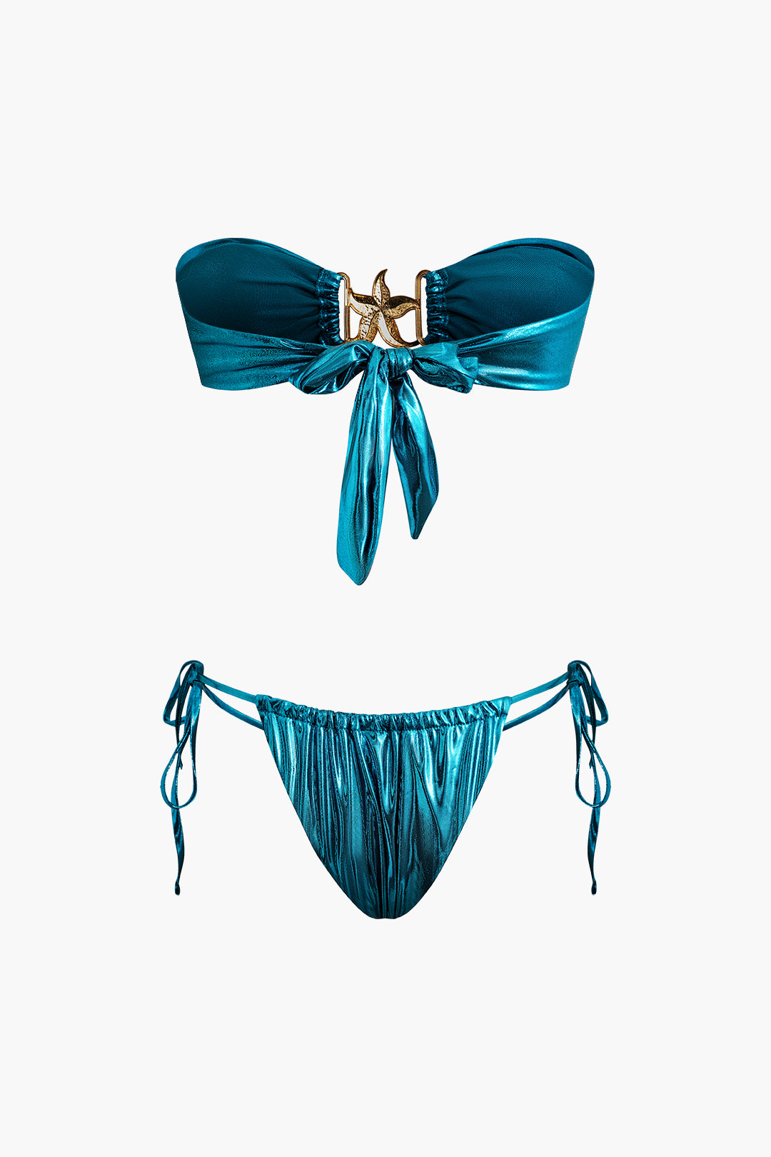 Vintage Sternfisch Deko Raffungen Bikini Set mit Knoten