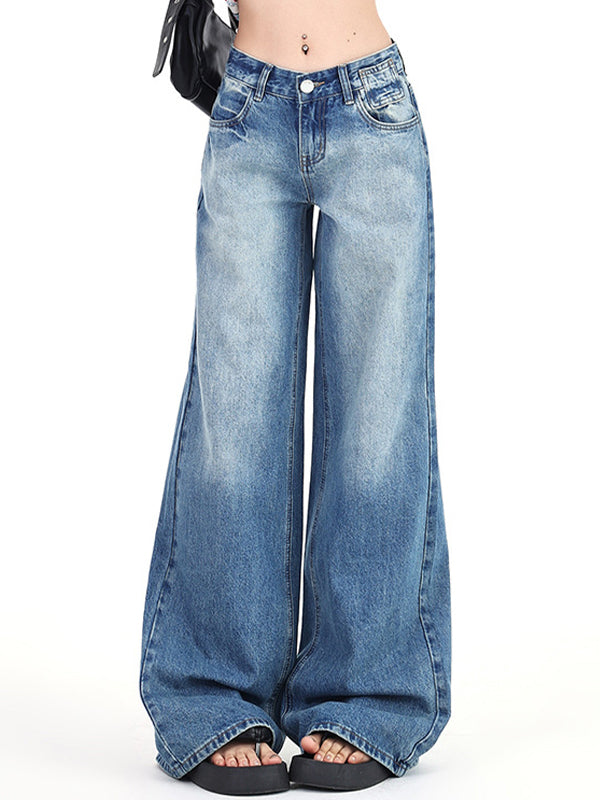 Vintage Gewaschene Niedrigem Bund Boyfriend Jeans