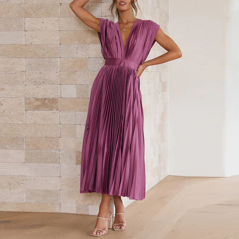 Casimir | Damen Elegantes V-Ausschnitt Kleid | Ärmellos