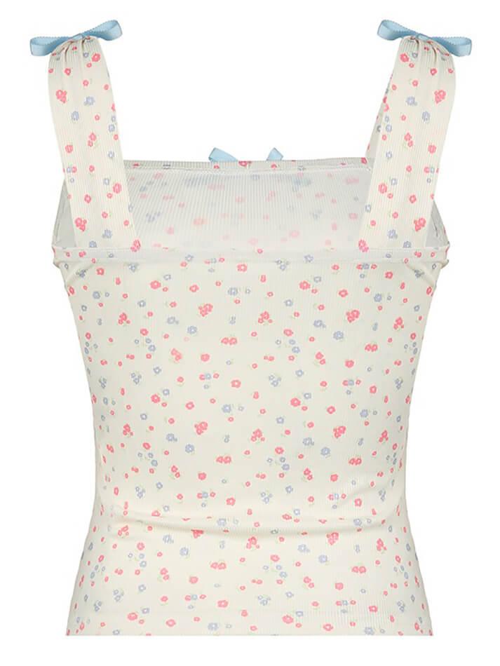 Gelbes Y2K Fliege Floral Cami Tank Top