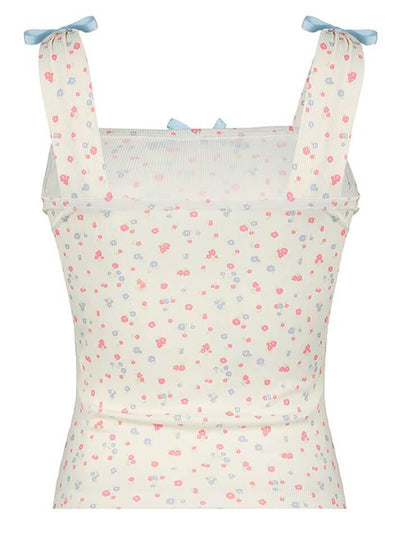 Gelbes Y2K Fliege Floral Cami Tank Top