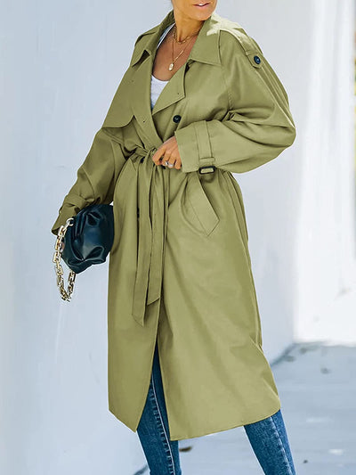 Harlani | Damen Zweireiher Trenchcoat | Lange