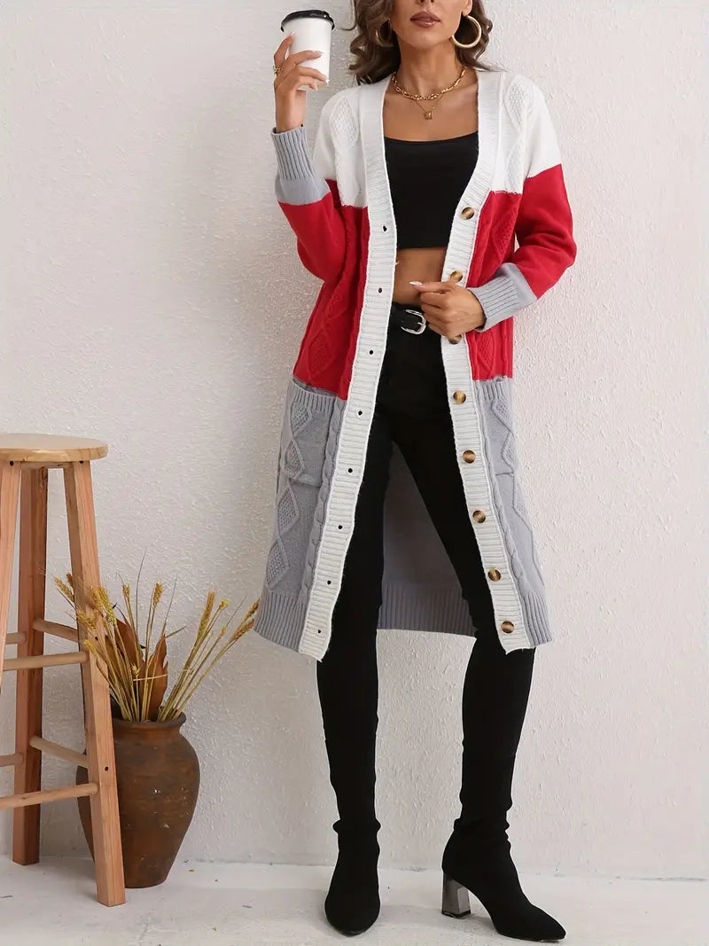 Asnetra | Strickjacke – Mittellanger Button-Up mit praktischer Tasche