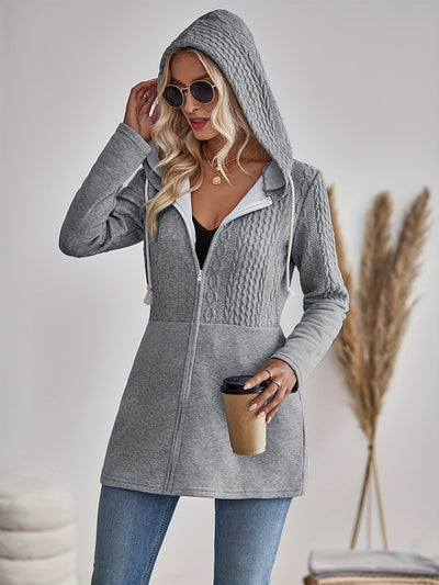 50% RABAT | Tivindra™ | Damen Kapuzenjacke mit Reißverschluss in Hellgrau