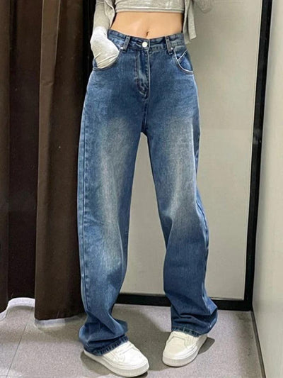 Hip Hop Gewaschene High Waist Boyfriend Jeans