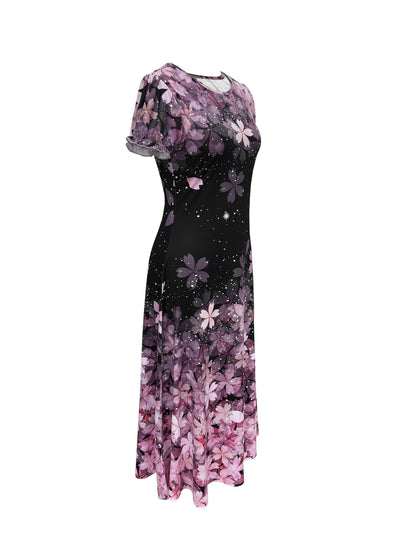 Broderick | Blumen Maxi Damen Kleid | Rosa