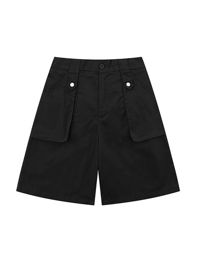 Schwarze Basic Cargo Shorts mit Großen Taschen