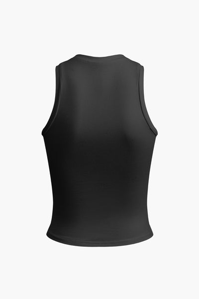 Buchstaben Druck Rundhalsausschnitt Tank Top