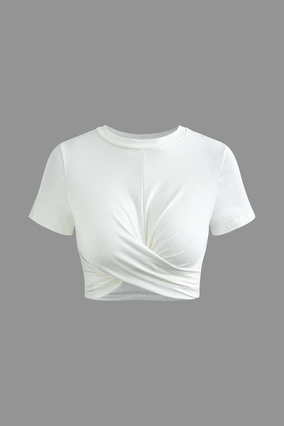 Einfarbiges Crop Top mit Verdrehtem Saum