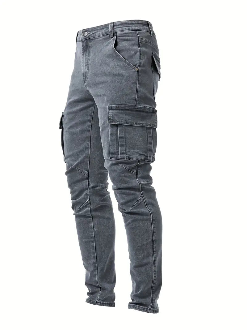 James - slim fit denim cargo pants for men