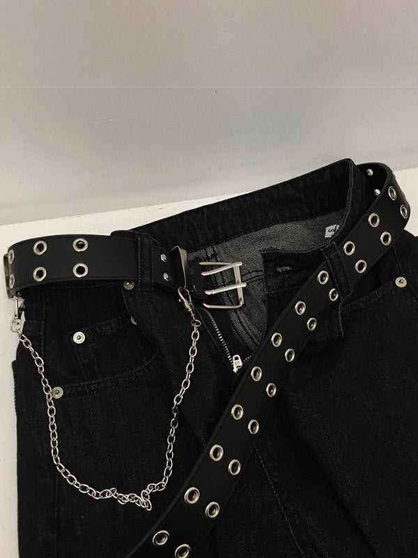 Punk Double Eyelet Kettengürtel mit Schnalle