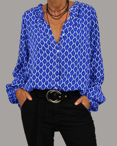 Pazes | Stylische Bluse mit V-Ausschnitt und langen Ärmeln