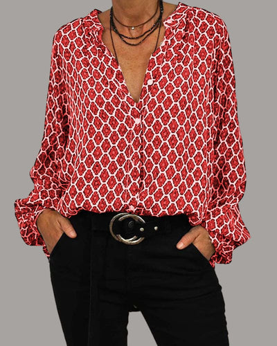 Pazes | Stylische Bluse mit V-Ausschnitt und langen Ärmeln