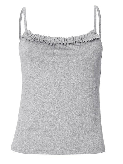 Graues Vintage Eckigem Ausschnitt Spitze Cami Top