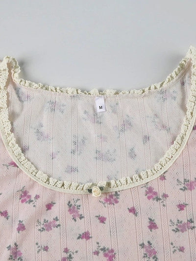 Vintage Spitzenbesatz Blumenmuster Crop Top