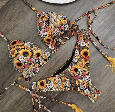 Maillot de bain string tanga brésilien deux pièces tropical La Bohème