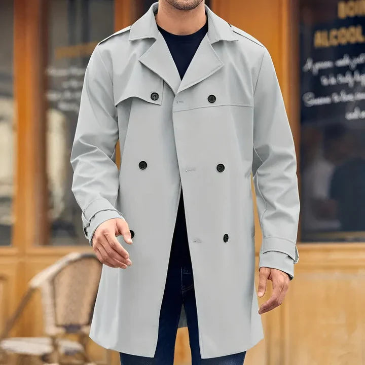 Tyrell | Klassischer Winter-Trenchcoat für Herren mit zweireihiger Knopfleiste