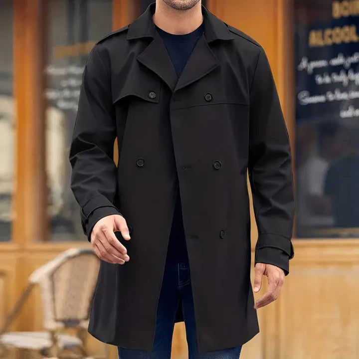 Tyrell | Klassischer Winter-Trenchcoat für Herren mit zweireihiger Knopfleiste