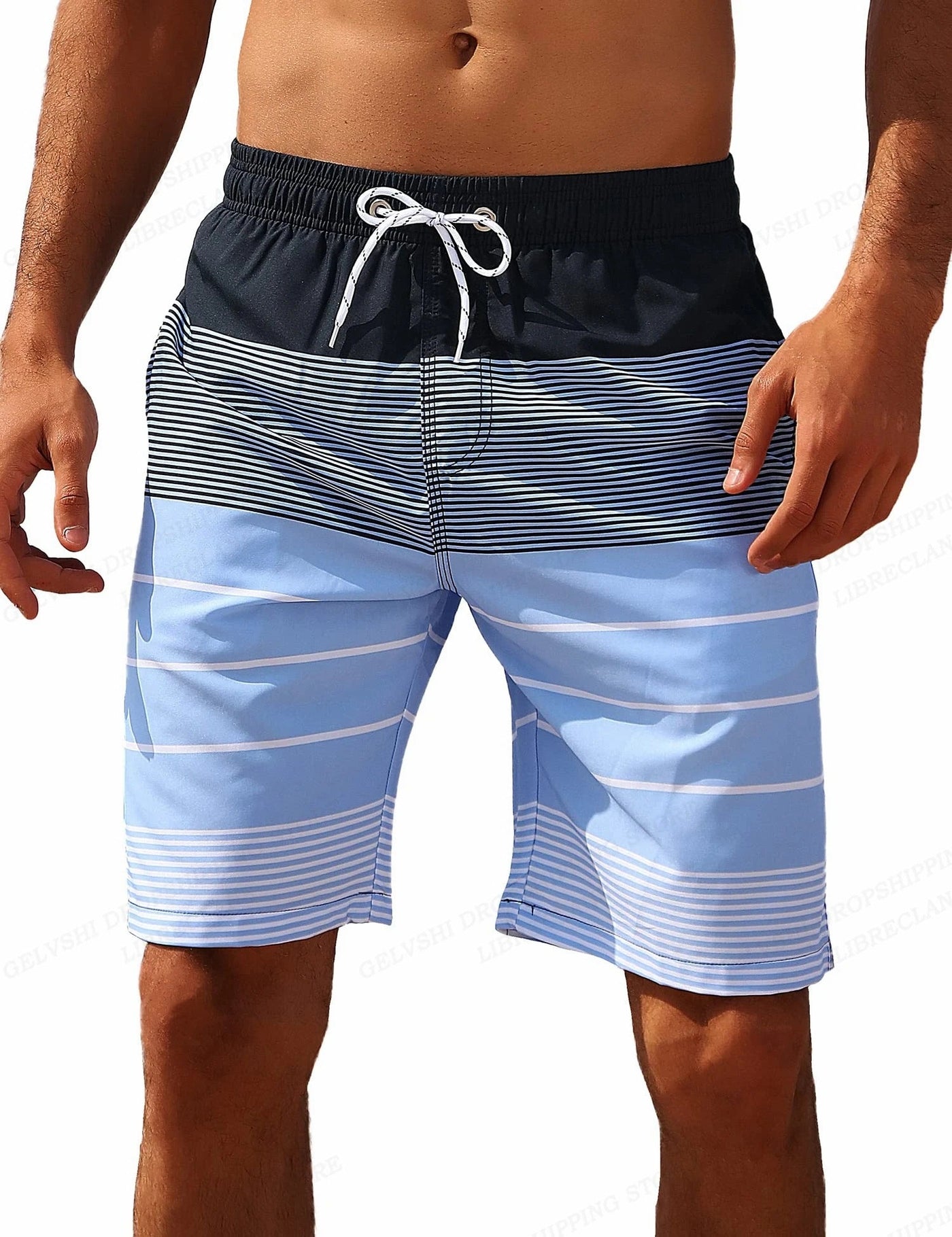 Joemen | Gestreifte Strand-Boardshorts für Herren