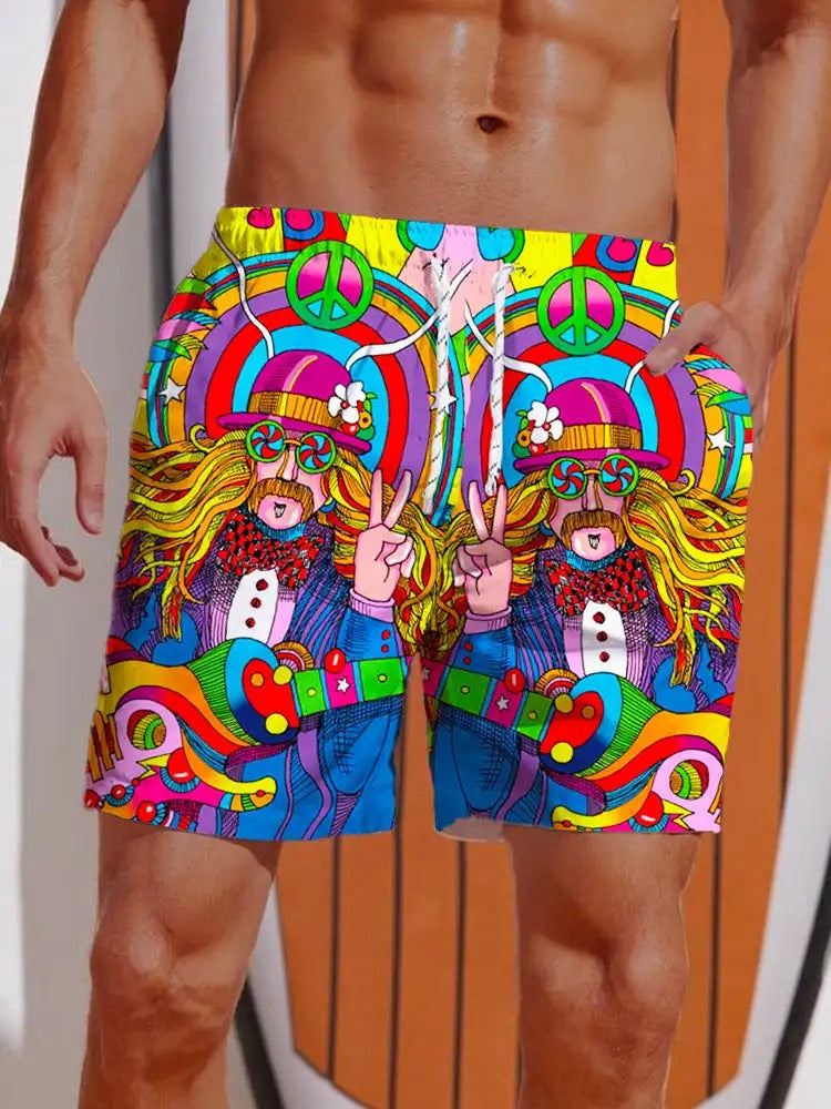 Williemer | Strand-Boardshorts im Hawaii-Stil mit 3D-Druck für Herren