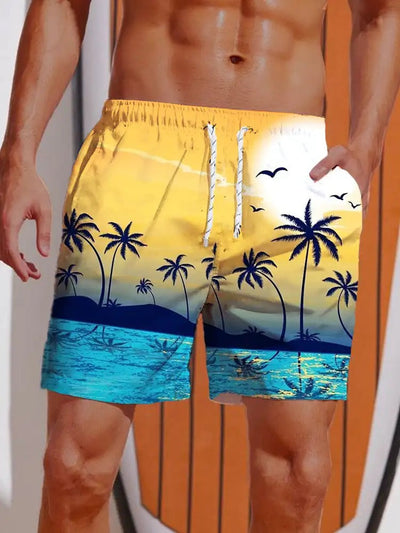 Williemer | Strand-Boardshorts im Hawaii-Stil mit 3D-Druck für Herren