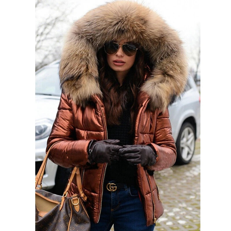 50% Rabatt | Margarete™ | Damen Winterjacke mit Kapuze und Kunstfellfutter